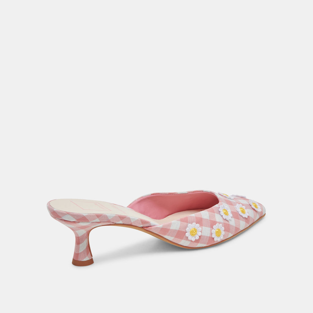 LILOU HEELS WHITE PINK GINGHAM - image 5