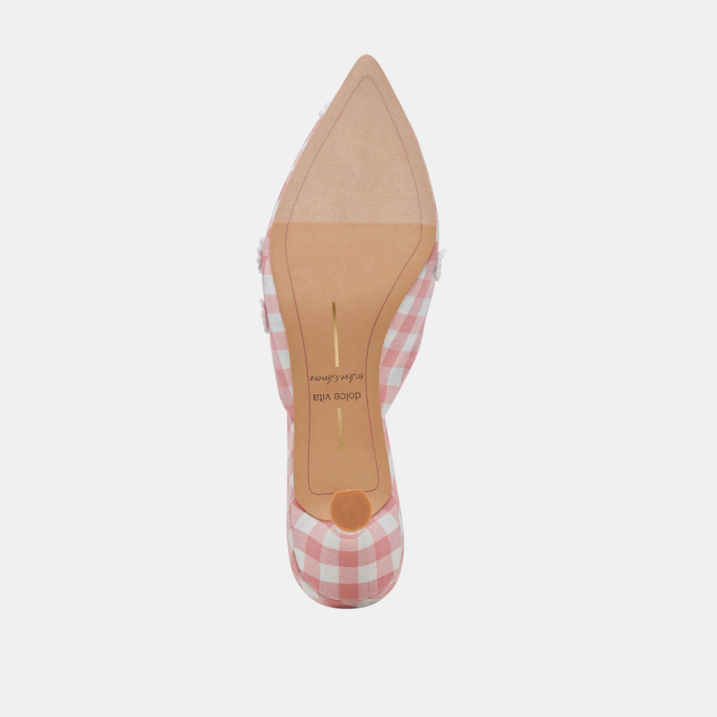 LILOU HEELS WHITE PINK GINGHAM - image 12