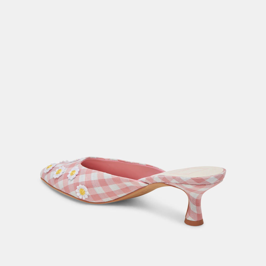 LILOU HEELS WHITE PINK GINGHAM - image 8