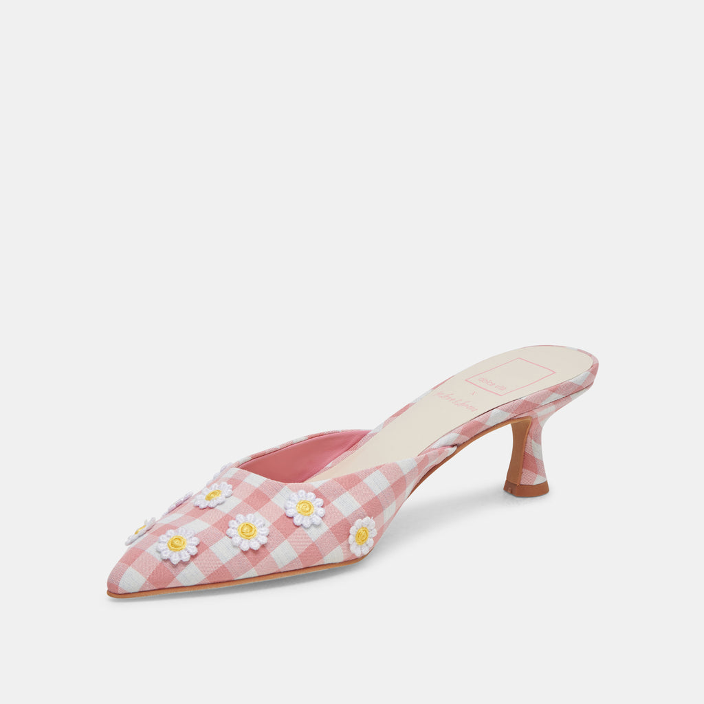 LILOU HEELS WHITE PINK GINGHAM - image 7