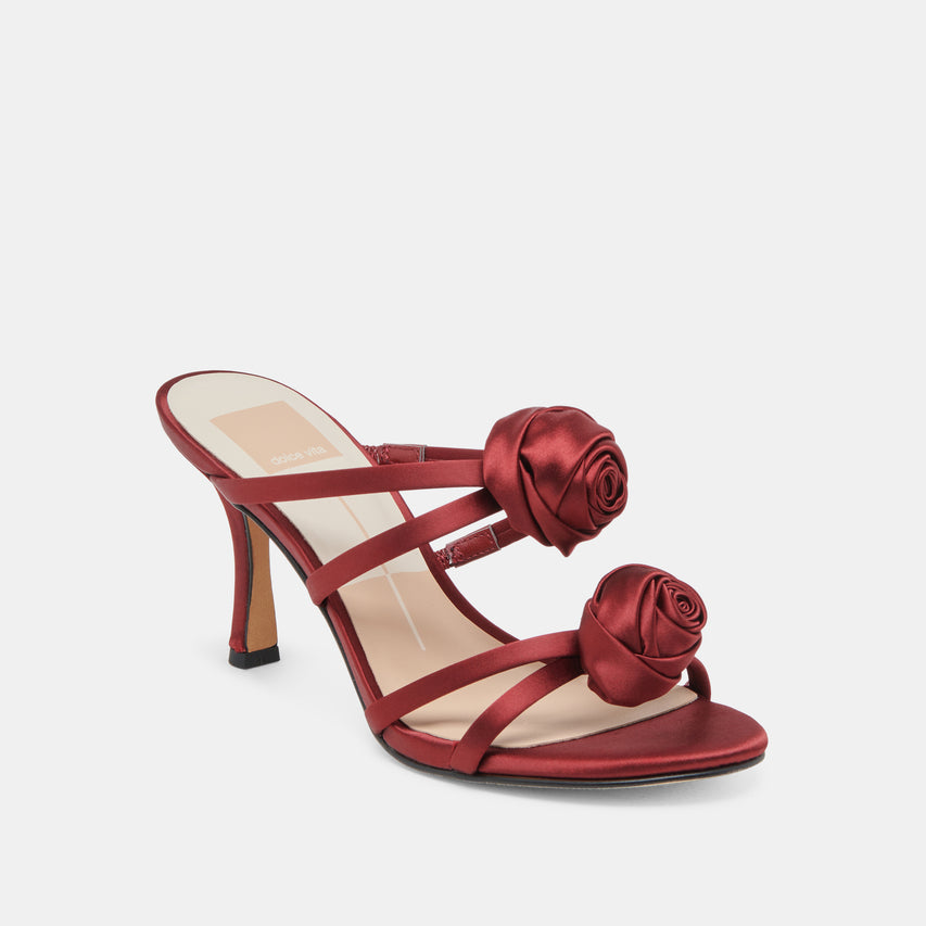 LINZY HEELS WINE SATIN