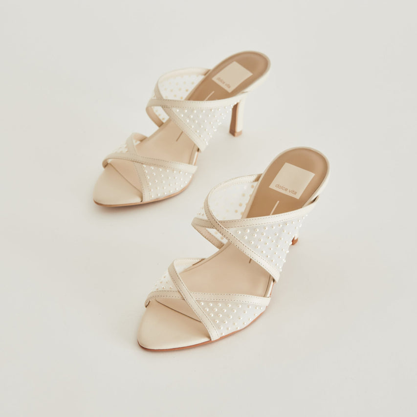 MANDEL PEARL HEELS IVORY MESH - re:vita