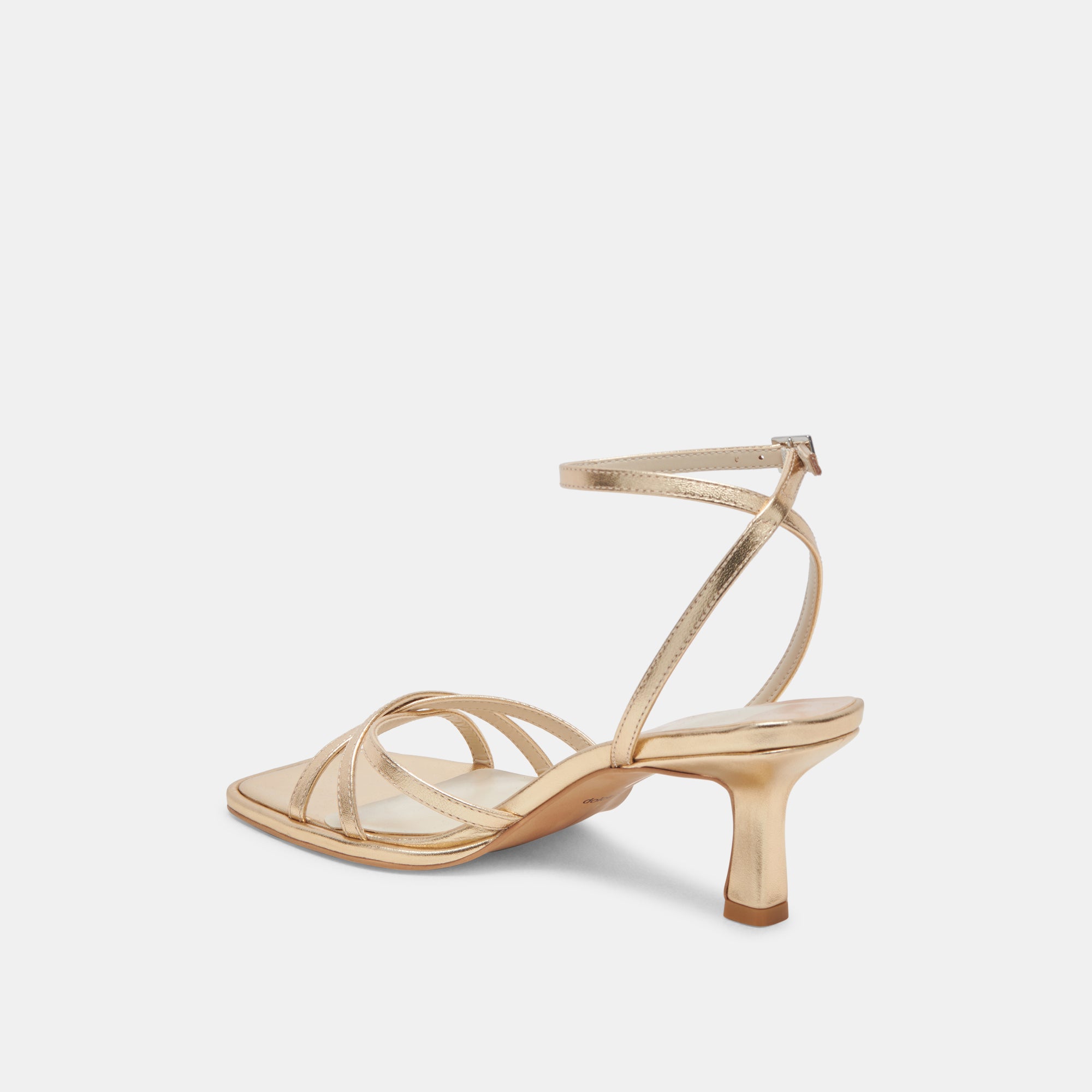 MANJI WIDE HEELS LIGHT GOLD METALLIC LEATHER