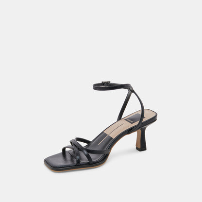 MANJI WIDE HEELS MIDNIGHT PATENT LEATHER