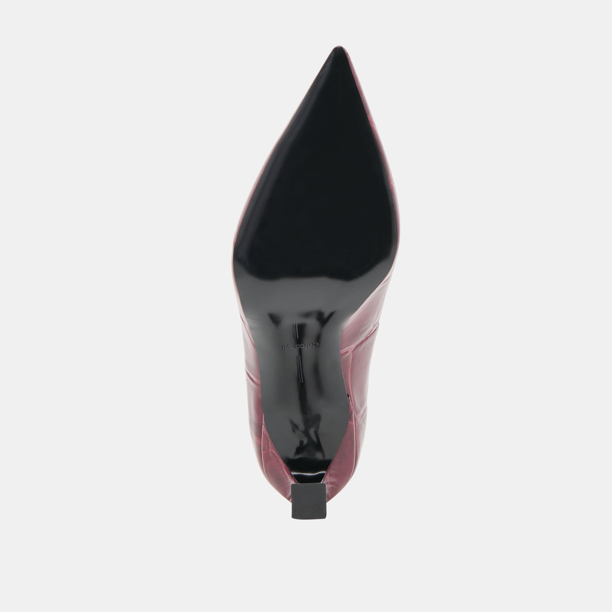 MIDGE HEELS BURGUNDY CROCO EMBOSSED LEATHER