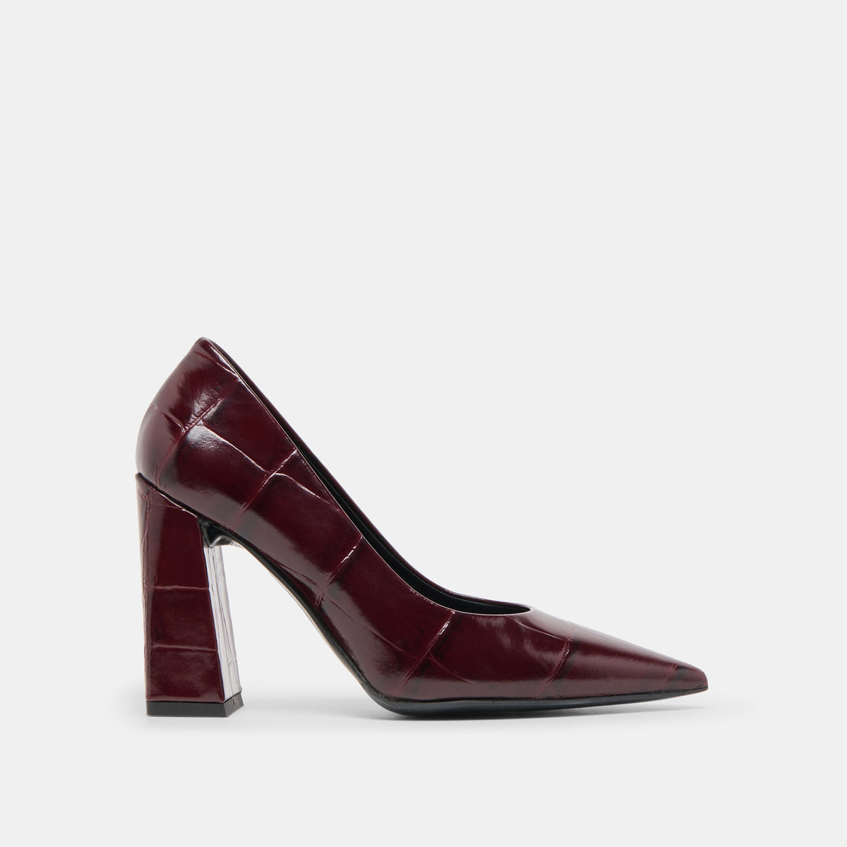 Misty Burgundy Croco Embossed Leather Heels | Dolce Vita display picture 2