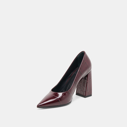 MISTY HEELS BURGUNDY CROCO EMBOSSED LEATHER