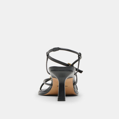 MYLEE WIDE HEELS BLACK LEATHER