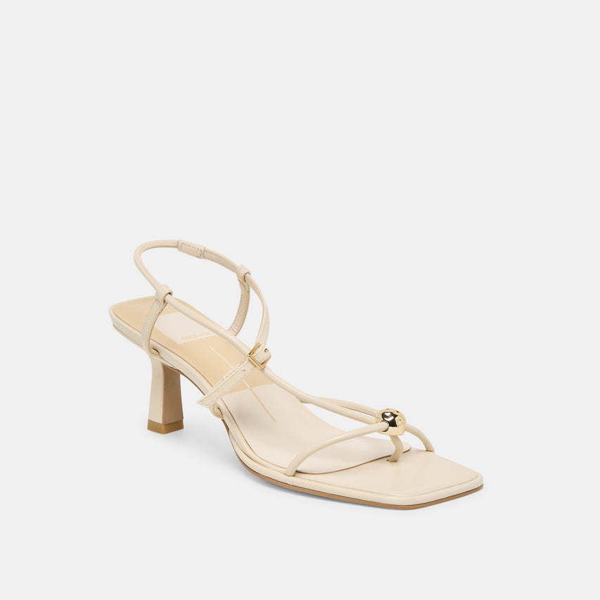 MYLEE WIDE HEELS CREME LEATHER