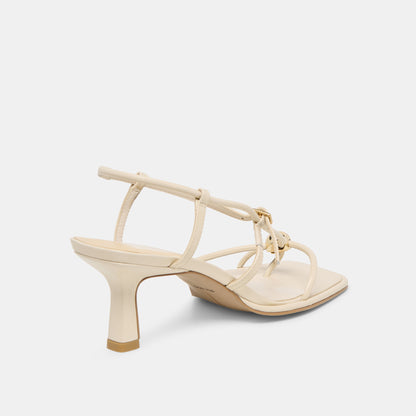 MYLEE WIDE HEELS CREME LEATHER