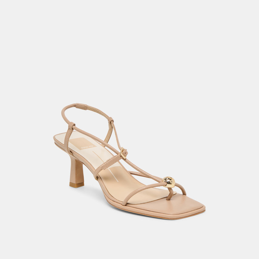 MYLEE WIDE HEELS LIGHT TAN LEATHER