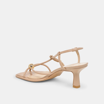 MYLEE WIDE HEELS LIGHT TAN LEATHER