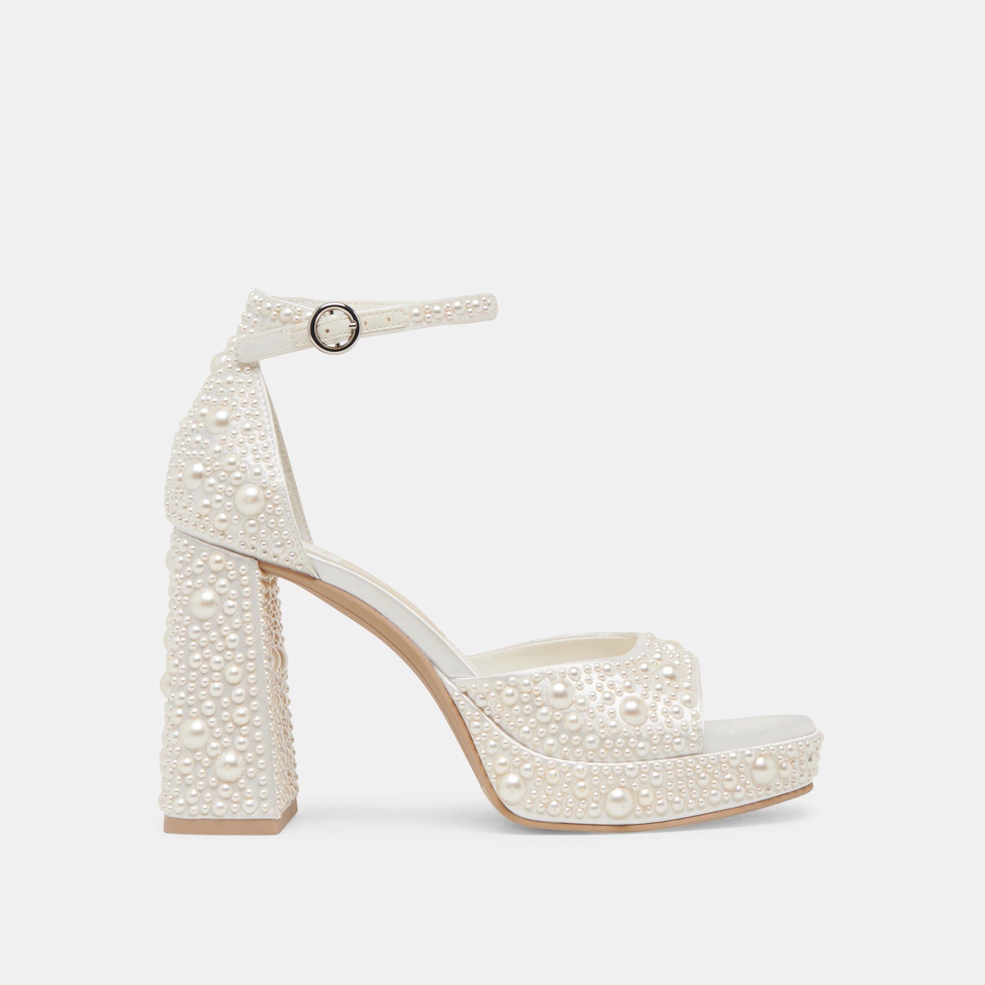 PANDRO PEARL HEELS TRUE SATIN