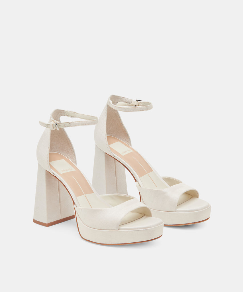PANDRO WIDE HEELS WHITE SATIN