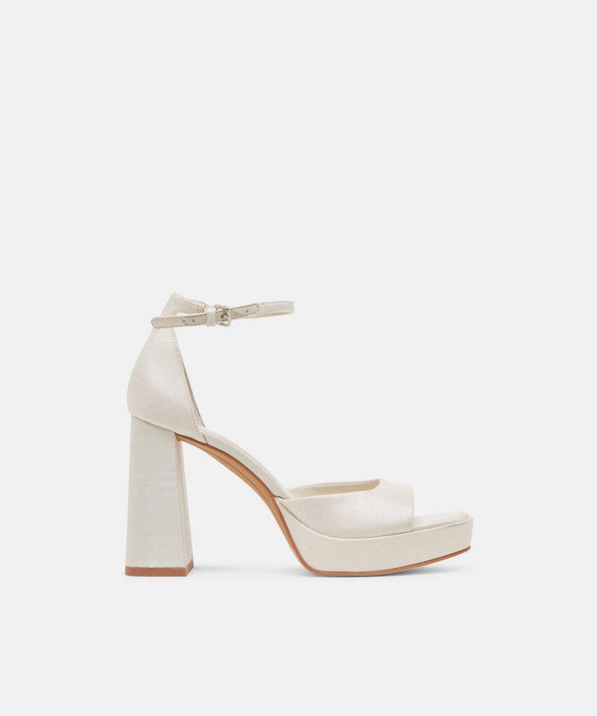 PANDRO WIDE HEELS WHITE SATIN
