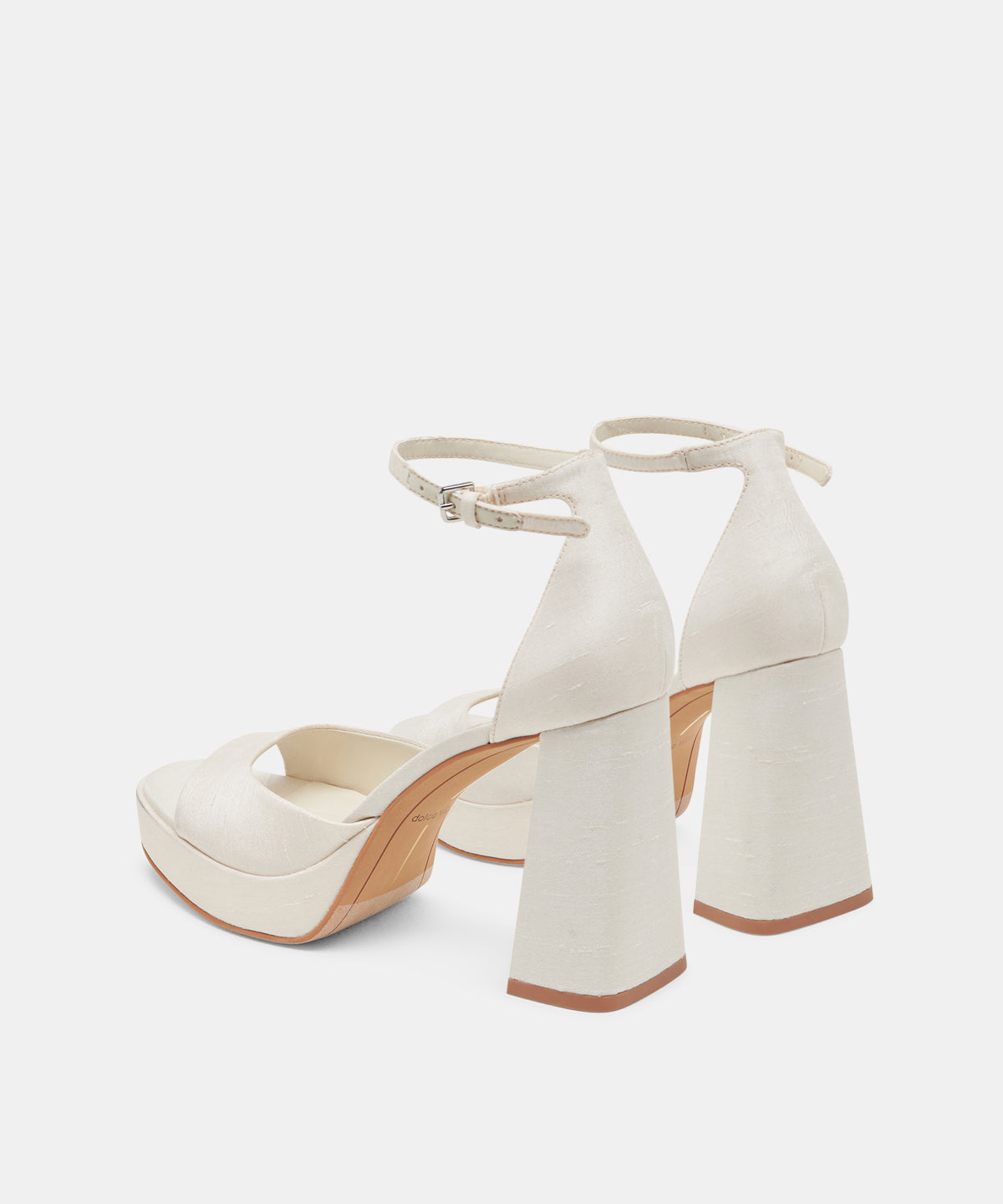 PANDRO WIDE HEELS WHITE SATIN - view 4