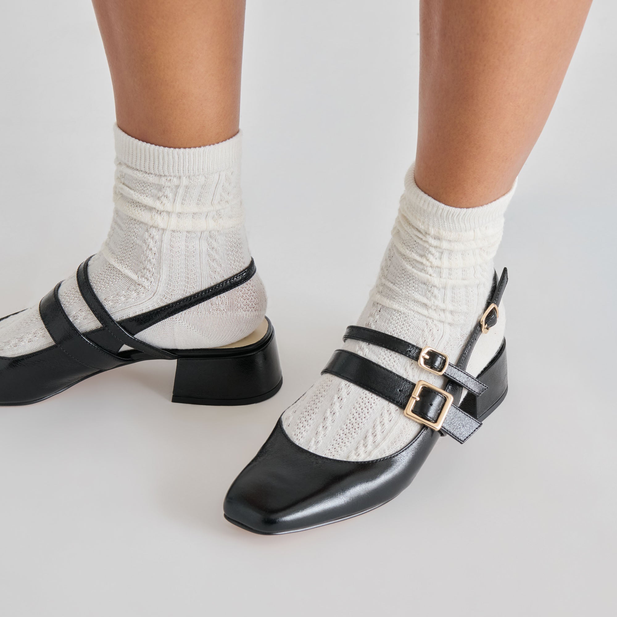 PATZY HEELS MIDNIGHT CRINKLE PATENT LEATHER