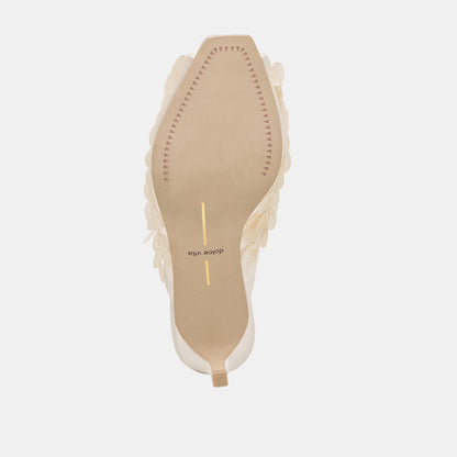 SAMARY CONFETTI HEELS OFF WHITE SATIN