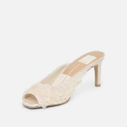 SAMARY CONFETTI HEELS OFF WHITE SATIN