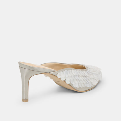 SAMARY CONFETTI HEELS SILVER SATIN