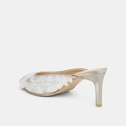 SAMARY CONFETTI HEELS SILVER SATIN