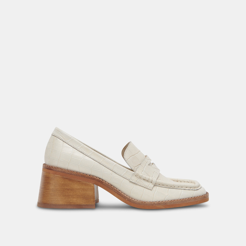 TALIE LOAFERS IVORY EMBOSSED LEATHER - image 1
