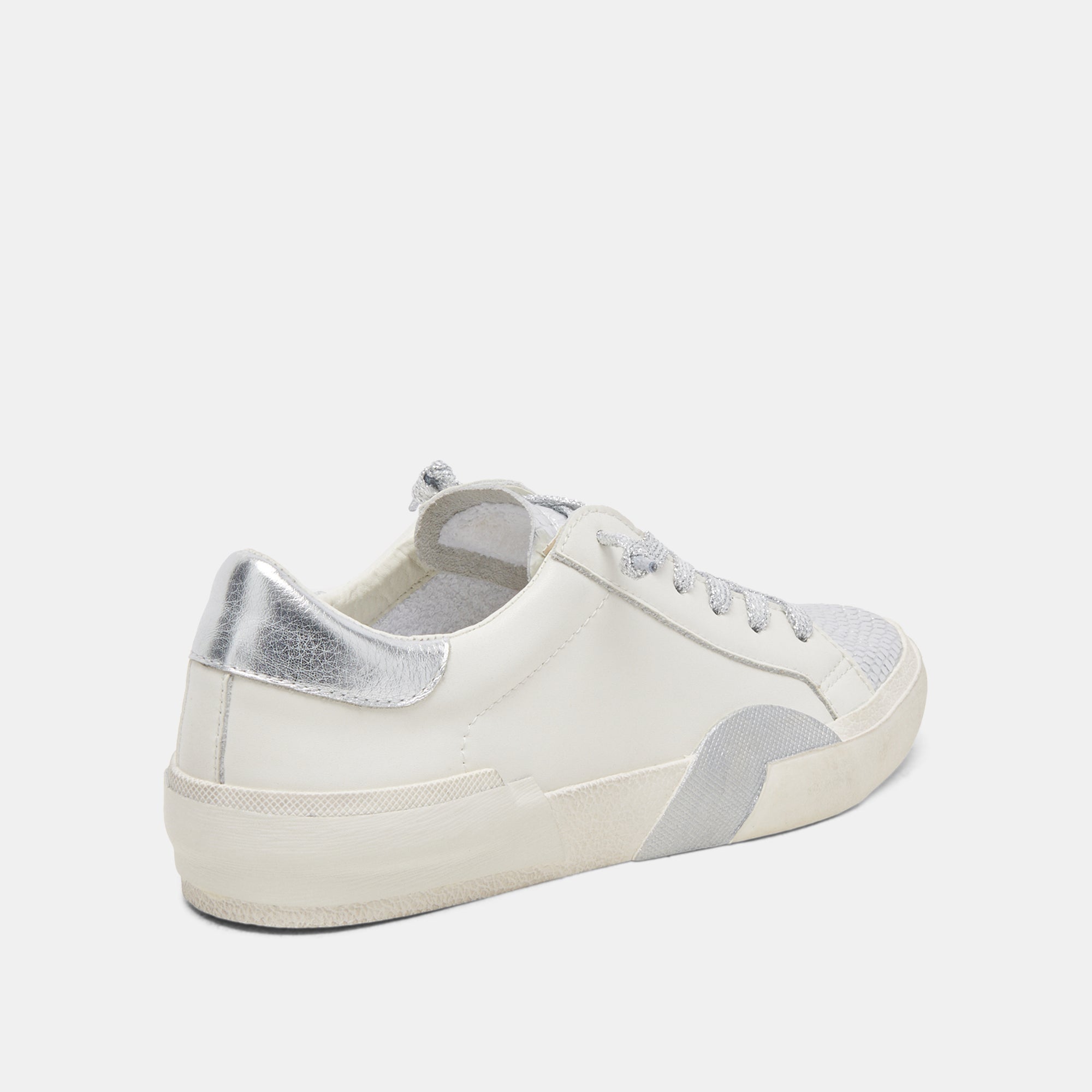 ZINA SNEAKERS WHITE SILVER LEATHER – Dolce Vita