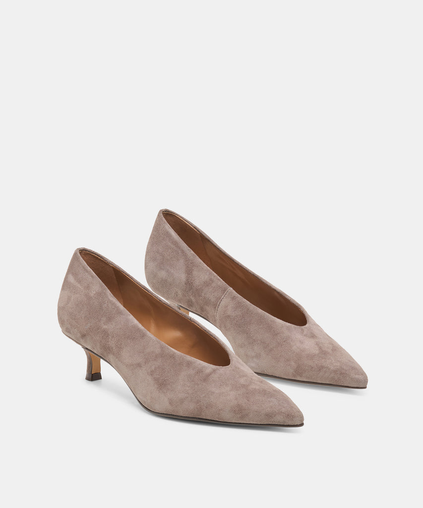 ALWYN HEELS DOVE SUEDE