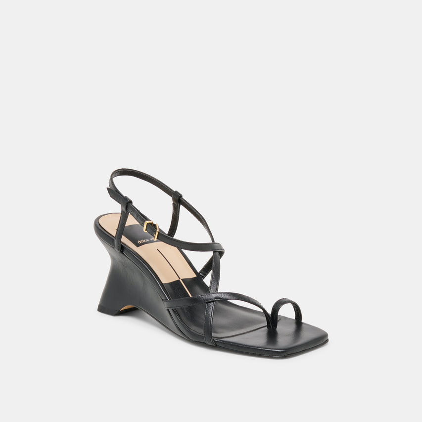 AYLEE WEDGES BLACK LEATHER