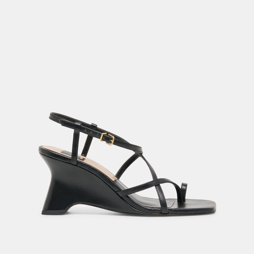 Aylee Black Leather Wedges | Dolce Vita
