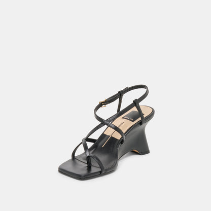 AYLEE WEDGES BLACK LEATHER