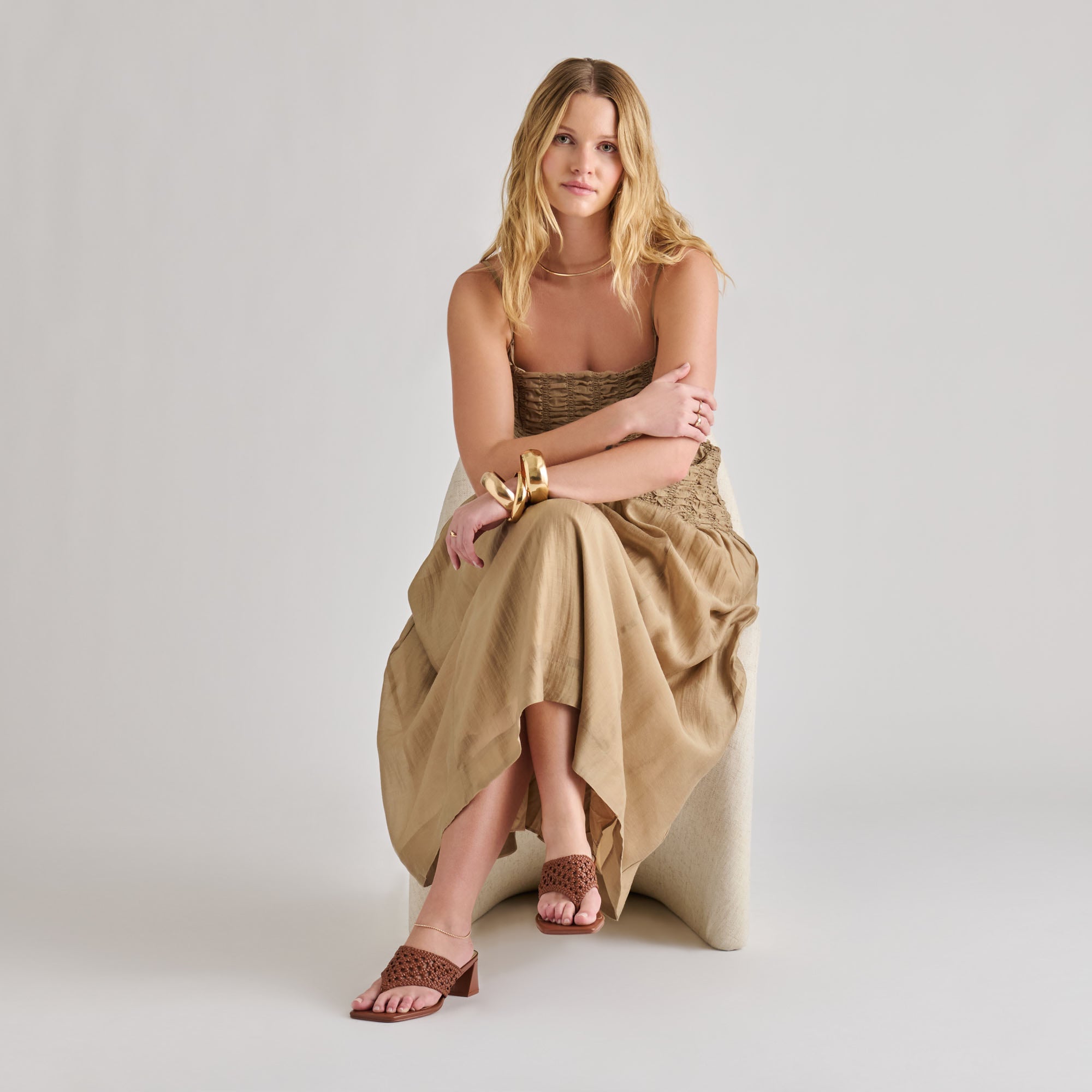 BARLO HEELS COGNAC WOVEN STELLA