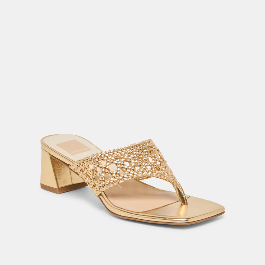 BARLO HEELS GOLD WOVEN STELLA