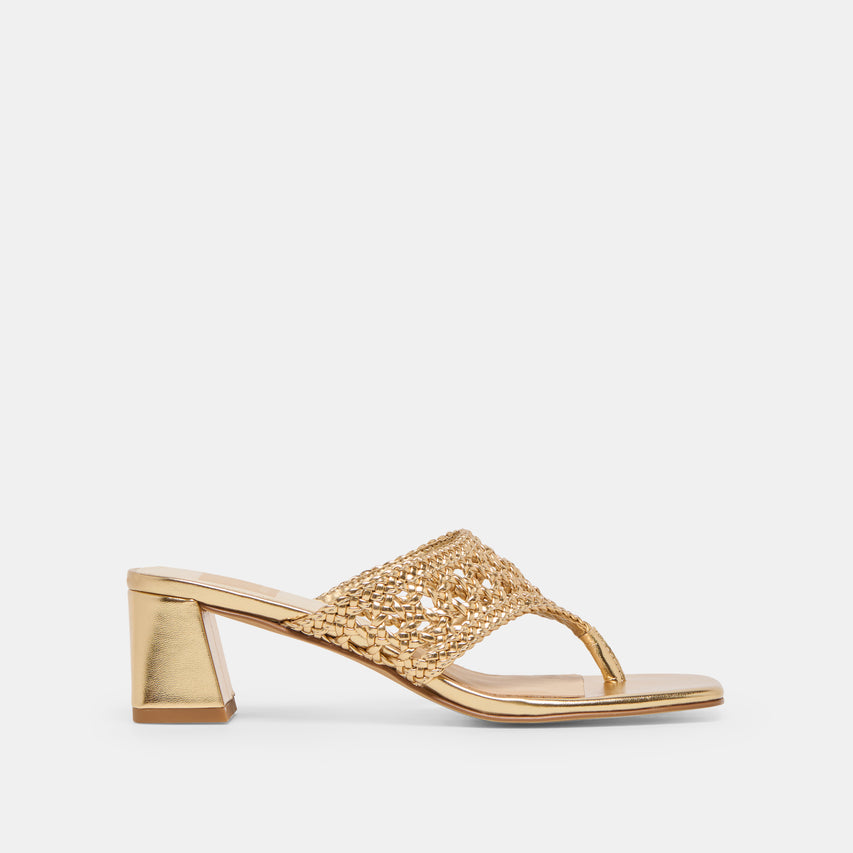 BARLO HEELS GOLD WOVEN STELLA