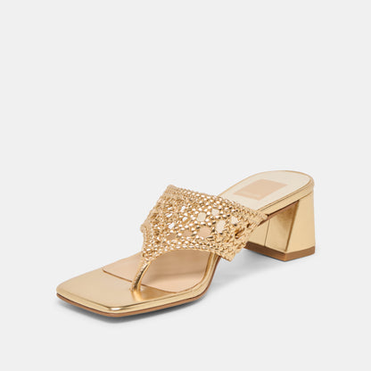 BARLO HEELS GOLD WOVEN STELLA