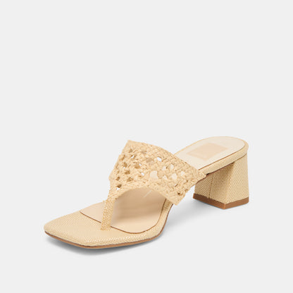 BARLO HEELS LT NATURAL WOVEN RAFFIA