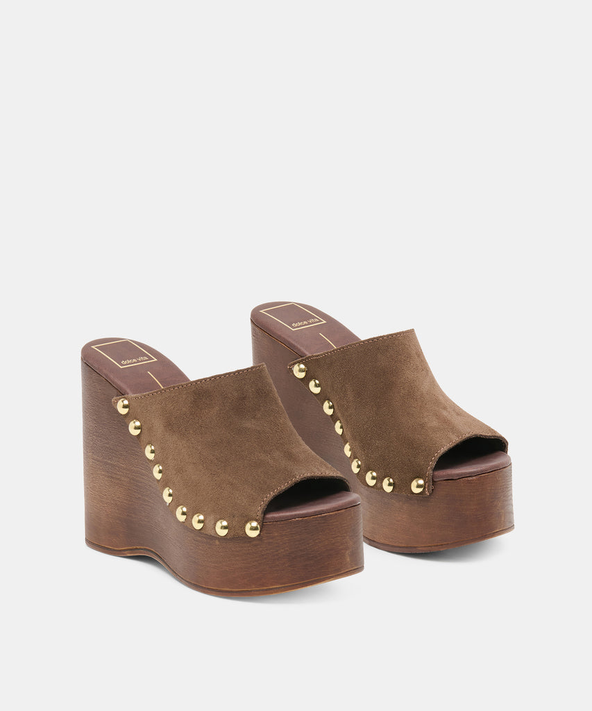 BIRK WEDGES DK BROWN SUEDE