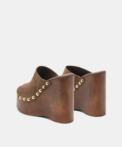 BIRK WEDGES DK BROWN SUEDE