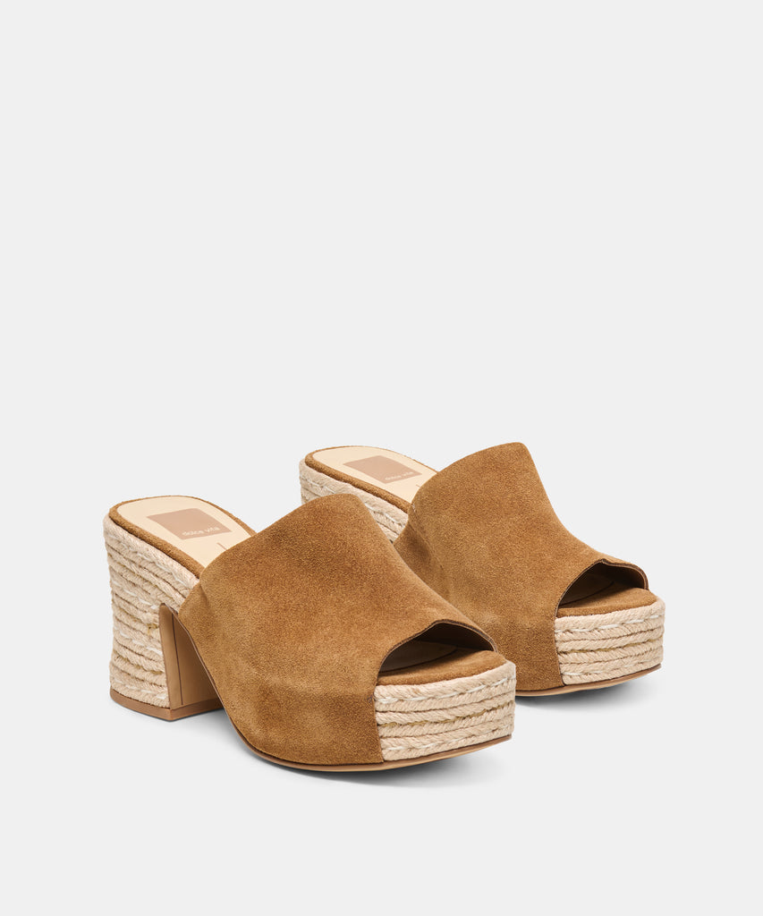 BOHDI ESPADRILLE HEELS LT BROWN SUEDE