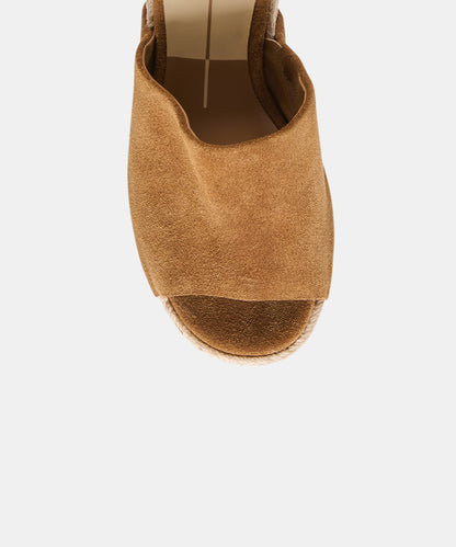 BOHDI ESPADRILLE HEELS LT BROWN SUEDE