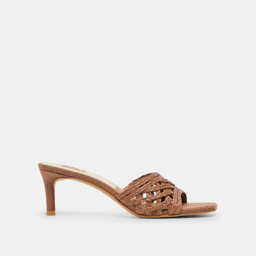 Bowen Cognac Raffia Heels | Dolce Vita