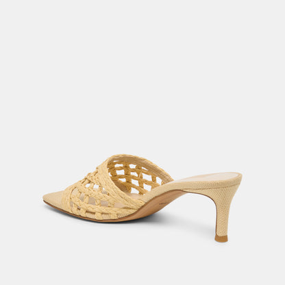 BOWEN HEELS LT NATURAL RAFFIA