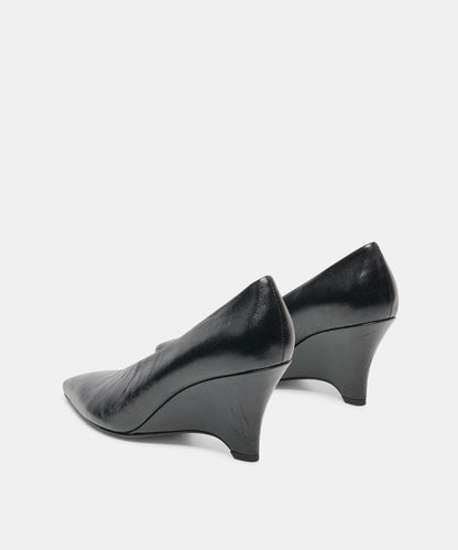 CAMERO WEDGES BLACK LEATHER