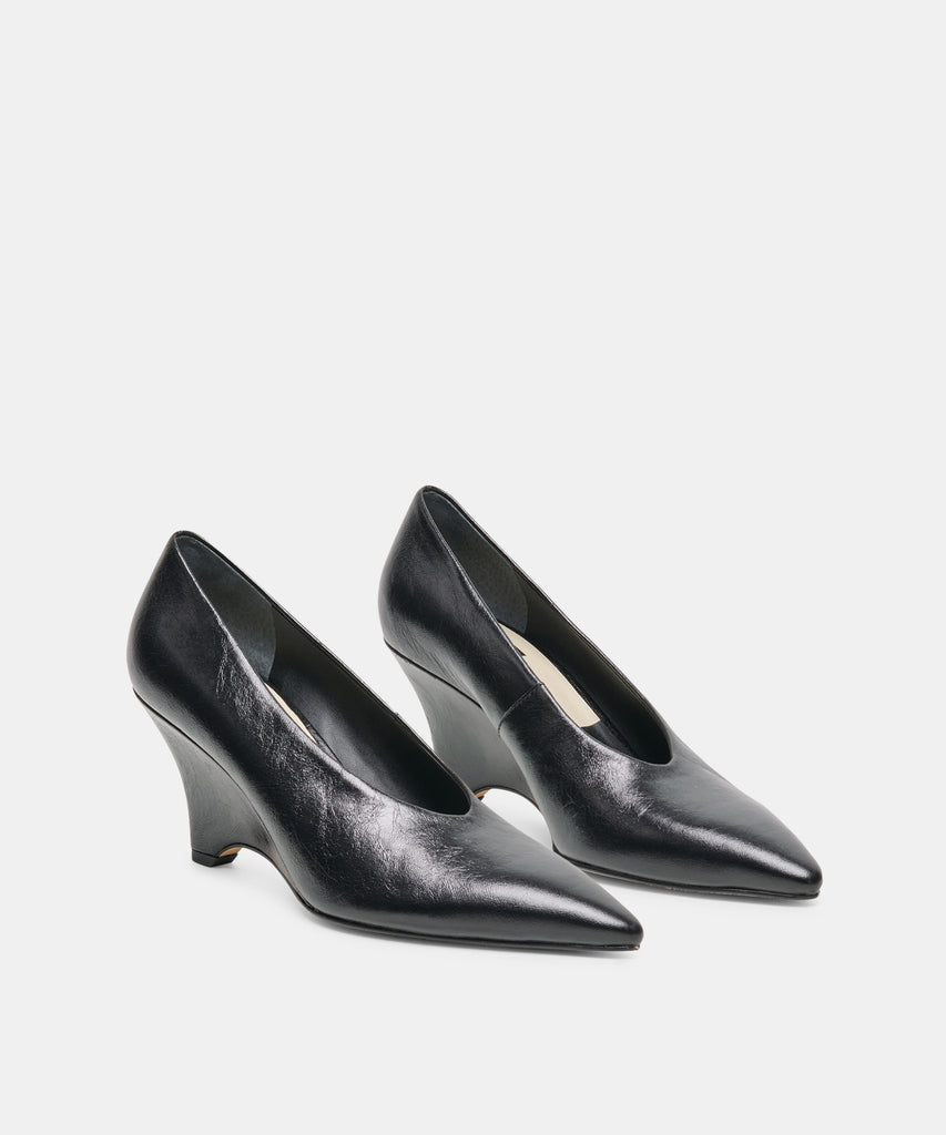 CAMERO WEDGES BLACK LEATHER
