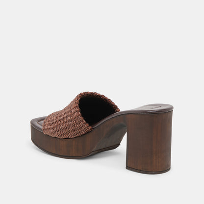 CELEST HEELS CHOCOLATE RAFFIA