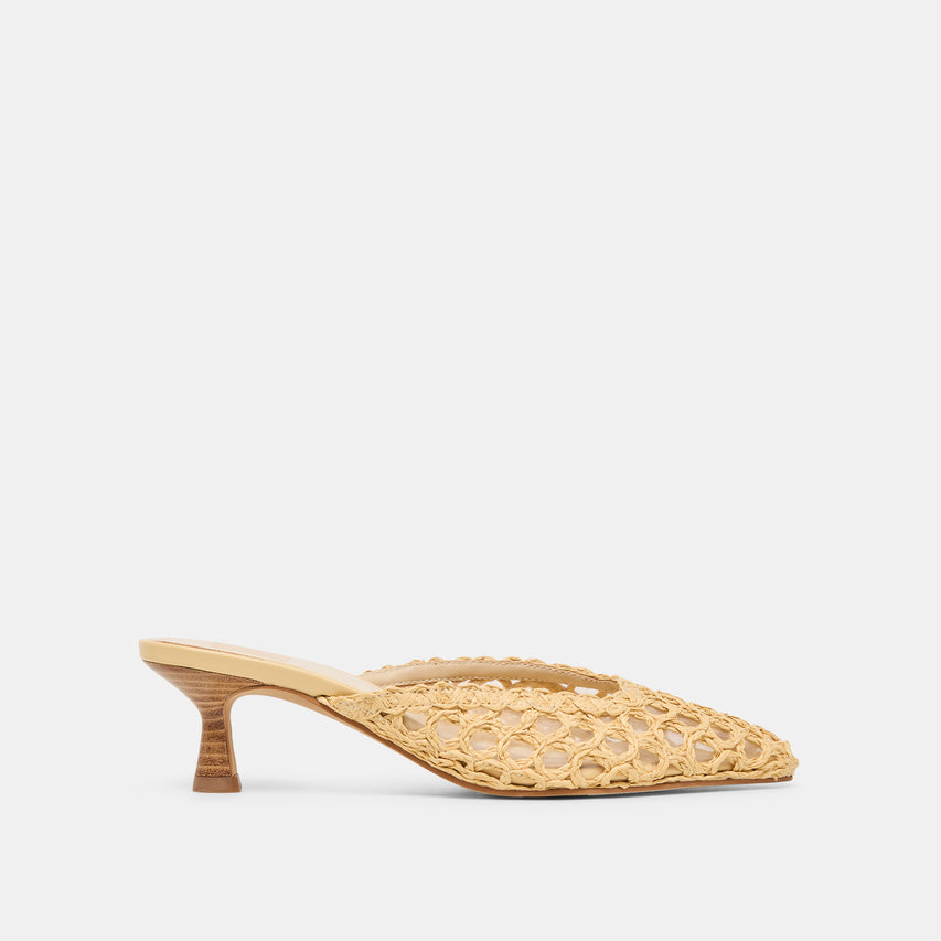 Cleo Loop Natural Raffia Heels | Dolce Vita
