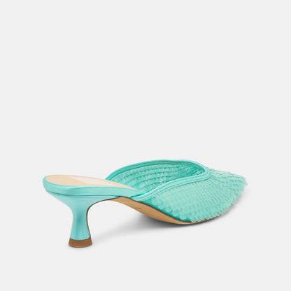 CLEO SEQUIN HEELS AQUA SEQUIN