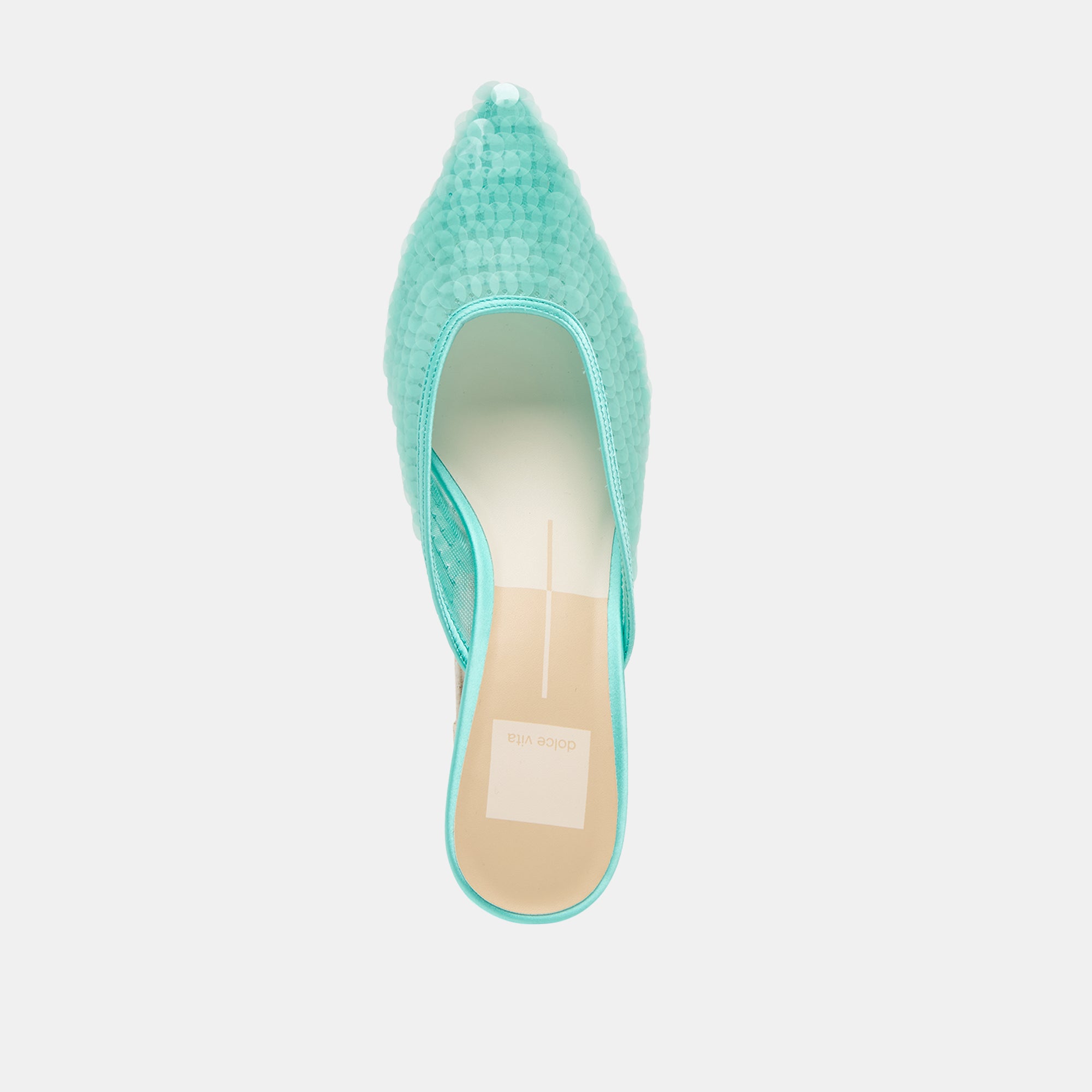 CLEO SEQUIN HEELS AQUA SEQUIN