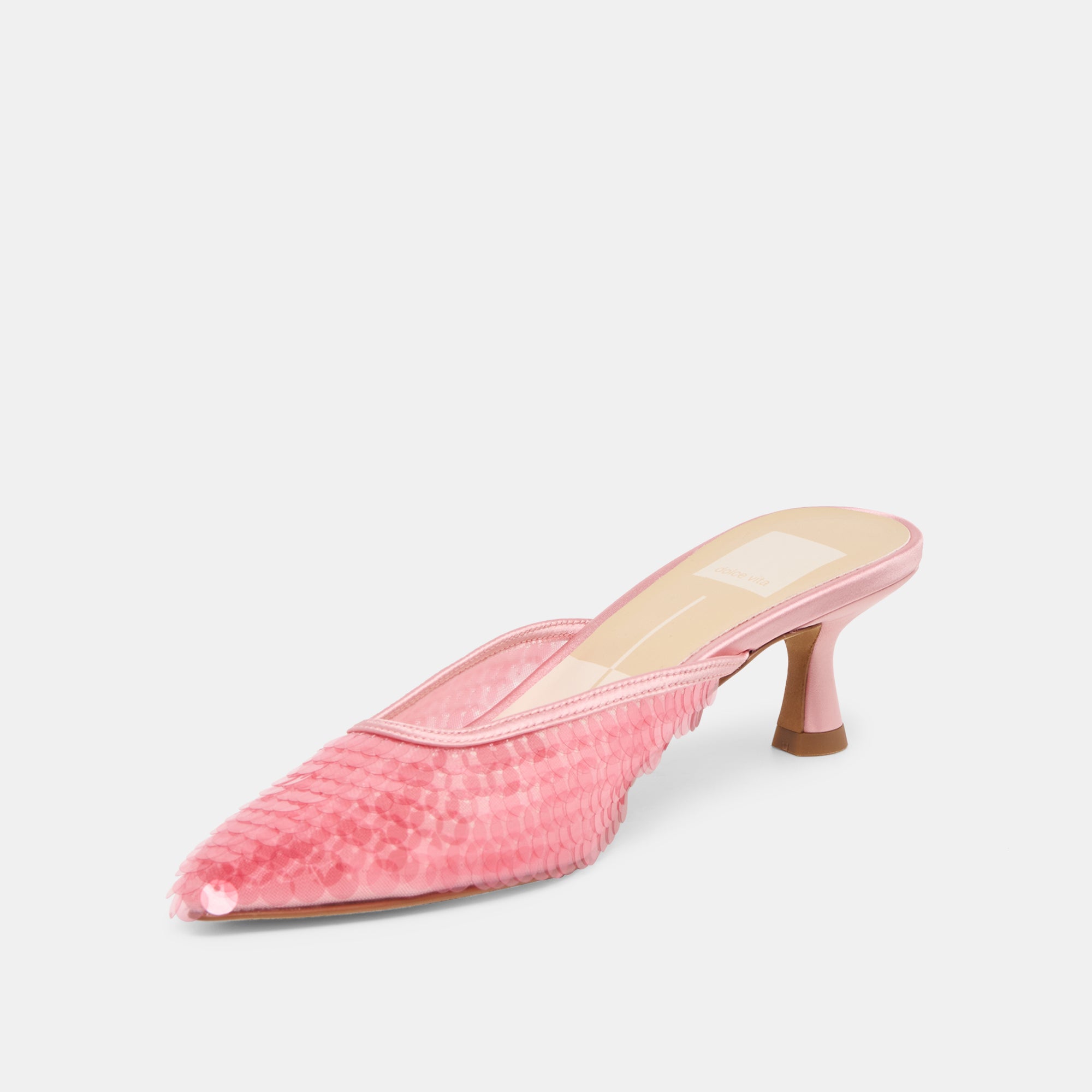 CLEO SEQUIN HEELS LIGHT PINK SEQUIN