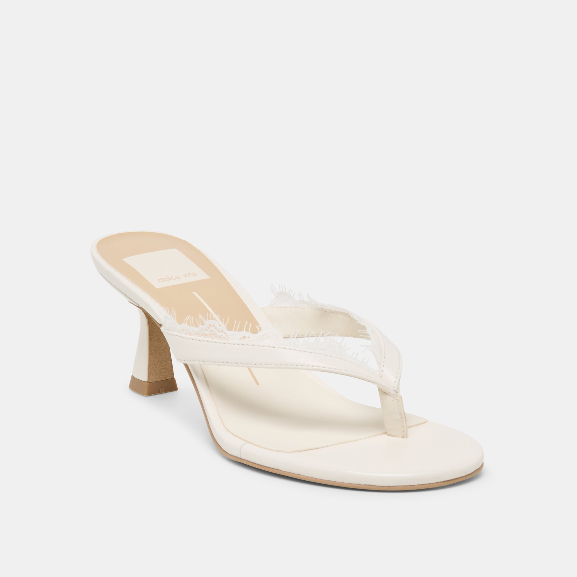 DAKSIE LACE HEELS TRUE WHITE LEATHER